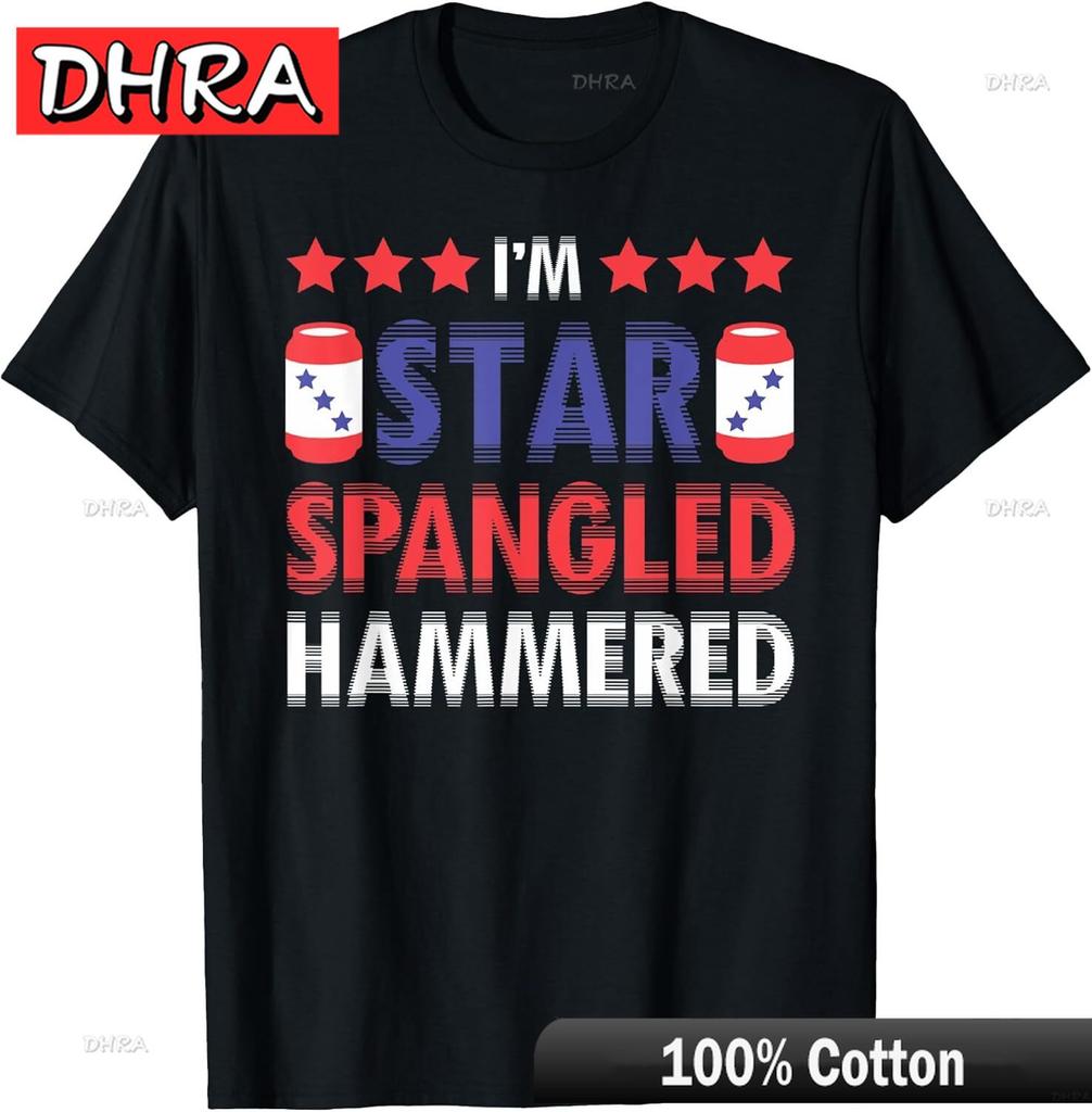 Beer Drinking Drinker Alcohol Funny 4th of July Hammered TShirt Simple Tshirts Retro Chic Funny Top Fearless Streetwear Vibe
