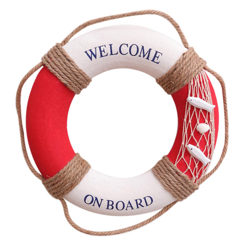 1pc 30Cm Lifebuoy Decoration Mediterranean Style Welcome Sign For Cafe Restaurant Bar Wall Hanging Decor Home Decor Door Sign