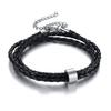Vnox Free Personalize Family Name Bracelets for Men Layered Leather With Beads Charm Bracelet Couple Anniversary Gift to DAD Son
