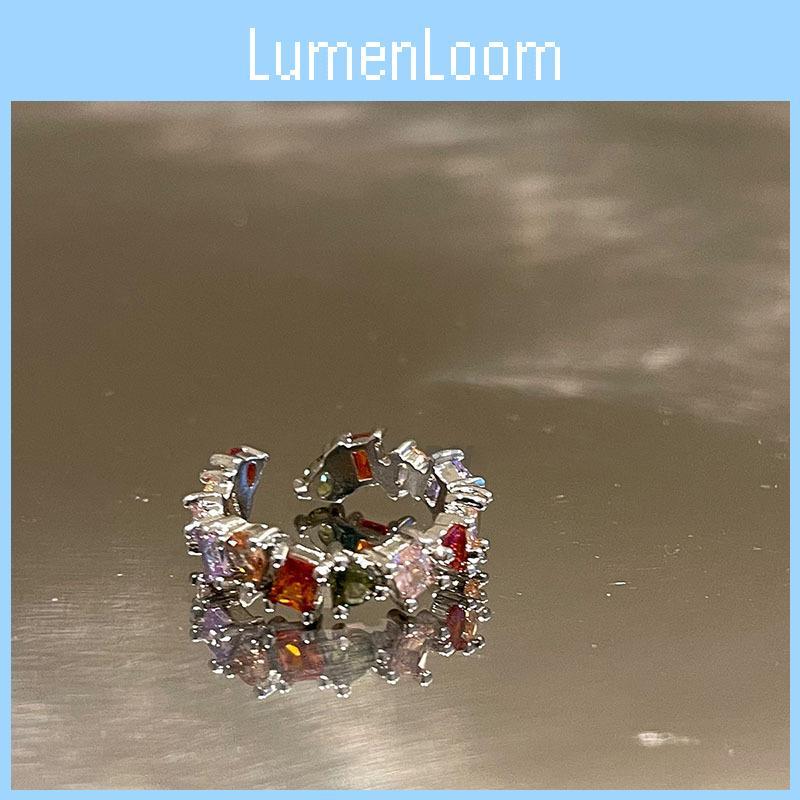 Dreamy Rainbow Colored Zircon Copper Adjustable Open Ring For Women Stylish Design 2023