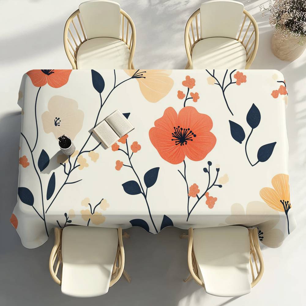 Flowers Pattern Floral Table Cloth Party Decor Dining Room Home Kitchen Patios Waterproof Stain-Proof Table Cloth
