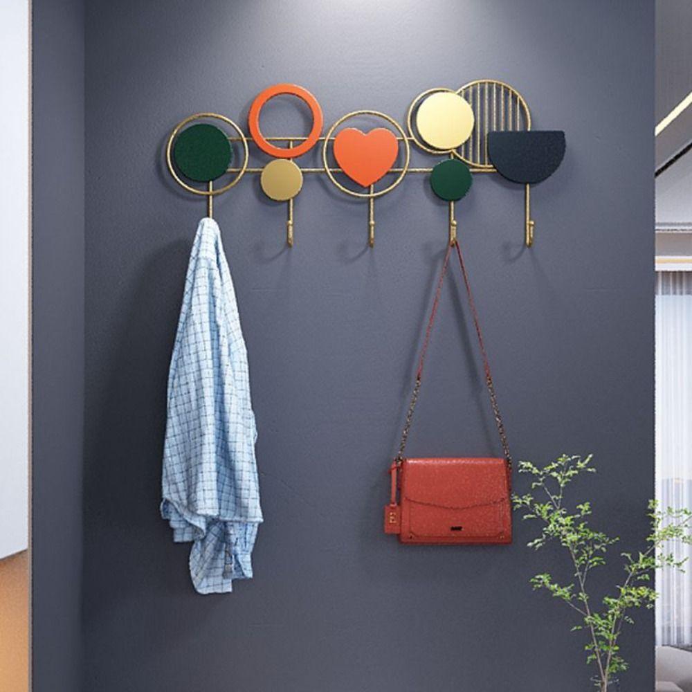 Strong Bearing Capacity Iron Hanging Clothes Hook Rust-proof Punching Installation Wall Hanging Hook Creative Wear-resistant