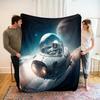 Astronaut Flannel Throw Blanket Out Space Galaxy Star Moon Blanket Comfortable Warm Lightweight for Bed Couch Sofa Decoration