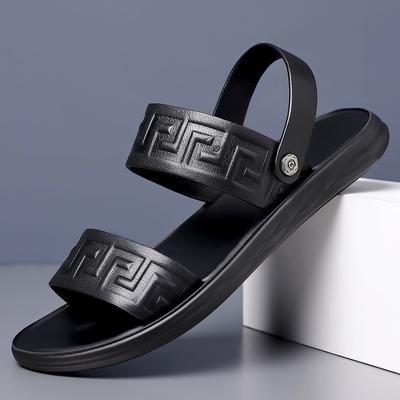 WAERTA Ażurowe Męskie Letnie Buty Casual Skórzane Uniwersalne Sandały na Plażę Męskie Fajne Casualowe Kapcie Męskie Wygodne Wsuwane Buty