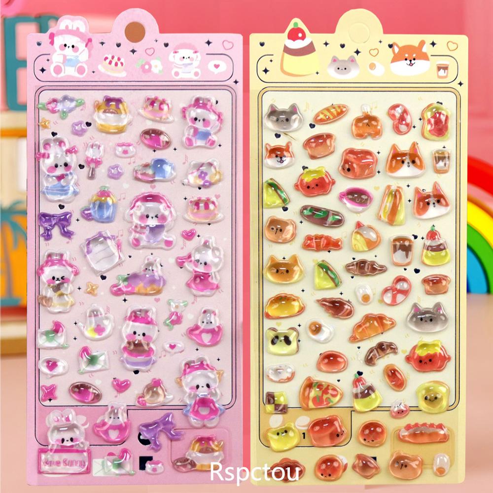 Cute Animal 3D Stickers Kawaii Cartoon Cat Bear Rabbit Sticker DIY Water Bottle Diary Phone Funny Decals Decor