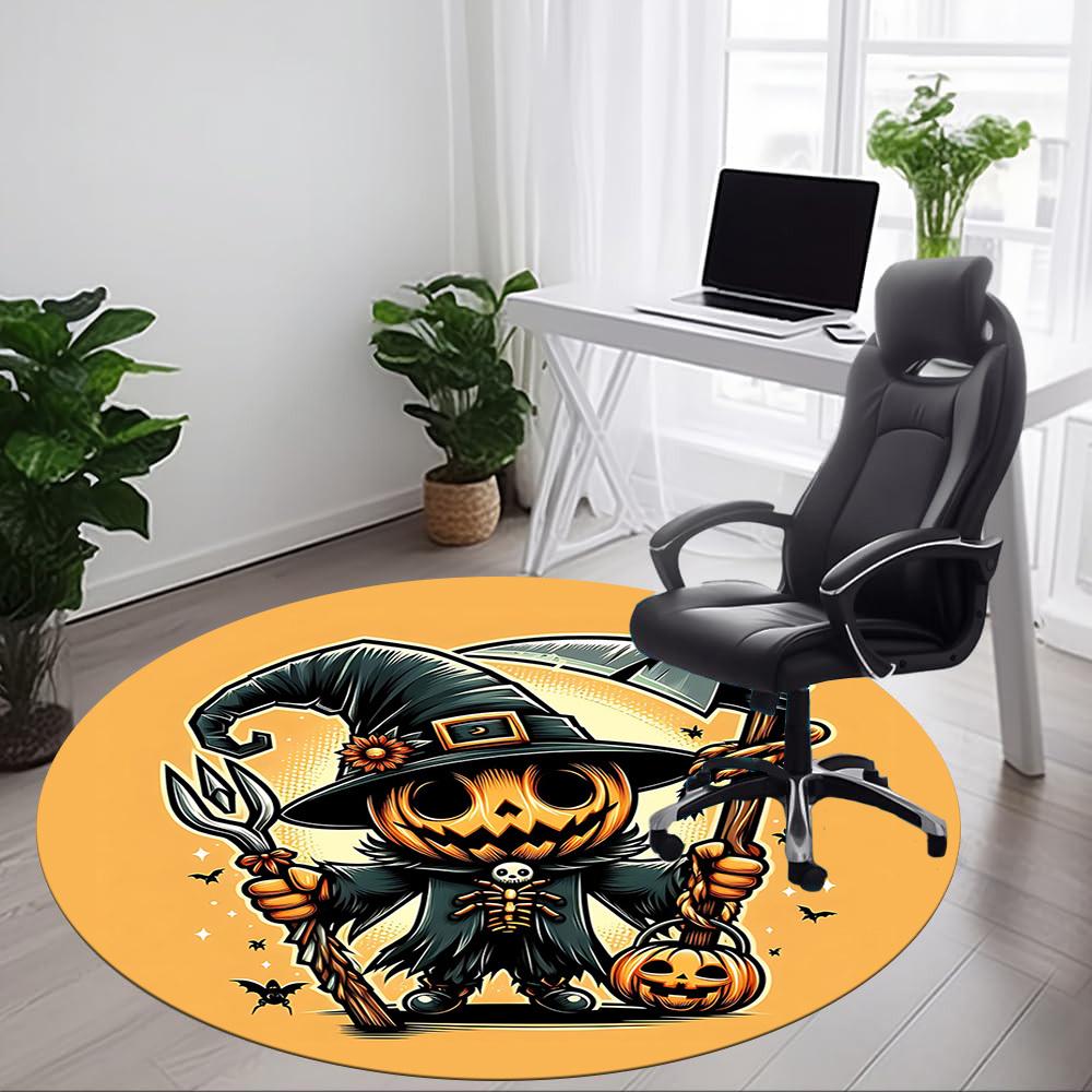 1pc Pumpkin Reaper Office Round Area Rug, Under Office Chairs Bedroom Living Room Home Decor, Room Deco, Available in Various Sizes