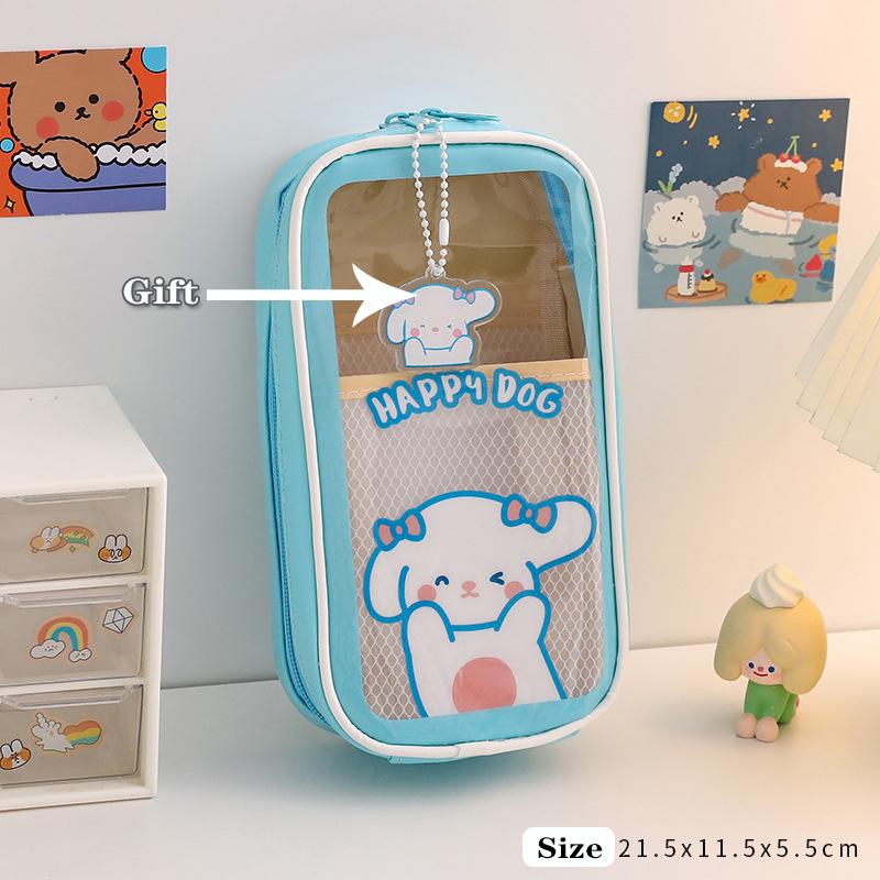 Kawaii Transparant Pencil Case Large Capacity Waterproof Pen Bag Cute Student Box for Girls School Supplies Stationery Gift