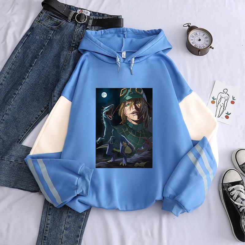 

Manga JoJo s Bizarre Adventure Hoodie Brando Diego Print Sweatshirt Men Women Long Sleeve Streetwear Harajuku Fleece Loose Hoody 4XL синій