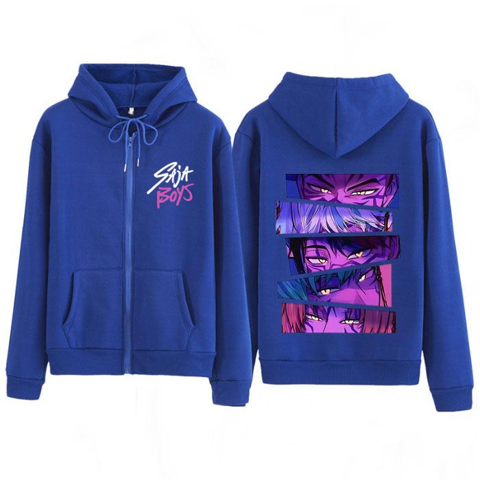 

Kpop Охотники на демонов Saja Boys Толстовка на молнии мужская женская модная с длинными рукавами свободная повседневная толстовка на молнии в стиле Харадзюку S