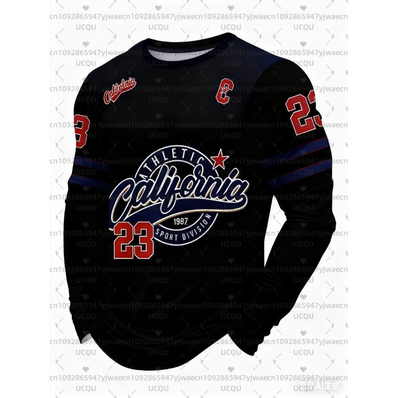 Men'S California NO.23 Graphic T-shirt Casual Pullover Autumn Outdoor Activities Women's Long Sleeve T-shirt Tops