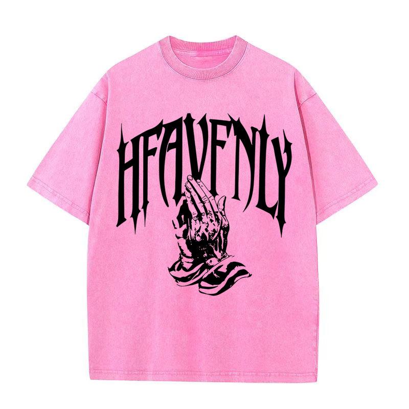 American Hip-hop Retro Printing Short-sleeved T-shirt Washed Do Old Loose Heavyweight Men and Women Comfortable Breathable Summer T-shirt