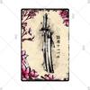 Retro-Kunst im japanischen Stil, Vintage-Samurai-Poster, Blechschild, dekorative Metalltafel, Wandplatte, Schilder, Wohnzimmer, Schlafzimmer, Heimdekoration