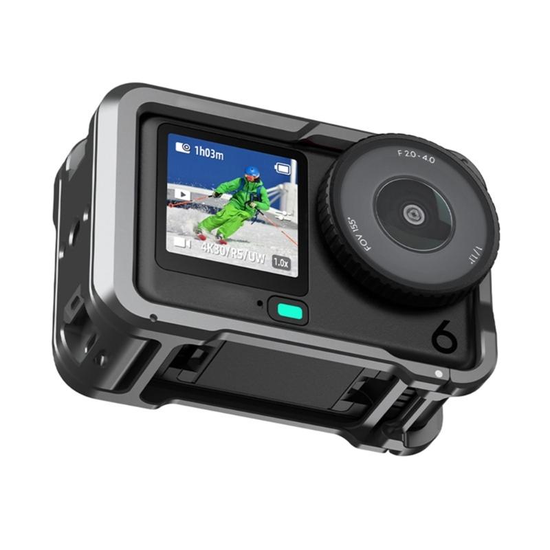 Protective Metal Cage for ACTION6 Cameras Frame with Cold Shoe Slot 1/4 Screw Hole Double Open Design Precise Cut Port