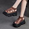 2025 Summer New Retro Sponge Heel Sandals for Women, Casual and Fashionable Roman Women's Sandals with Hollowed-out Designs