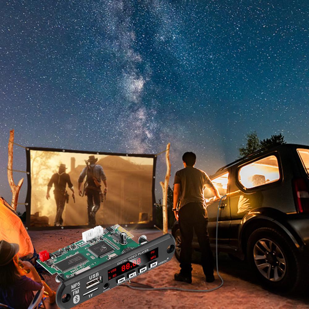 Bluetooth MP5 MP4 MP3 Decoder Board DC 12V Audio Receiver 1080P HD Video Player Movie Photo Ebook FM Radio AUX USB TF for Car