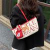 Large capacity bear letter tote bag women's new niche canvas bag versatile commuter tutoring bag