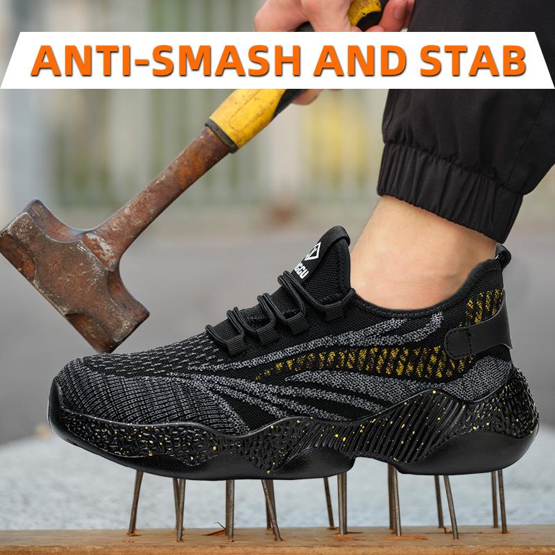Lightweight Safety Shoes Men Sneakers Steel Toe Shoes Anti-smash Anti Puncture Indestructible Work Shoes Protective Safety Boots