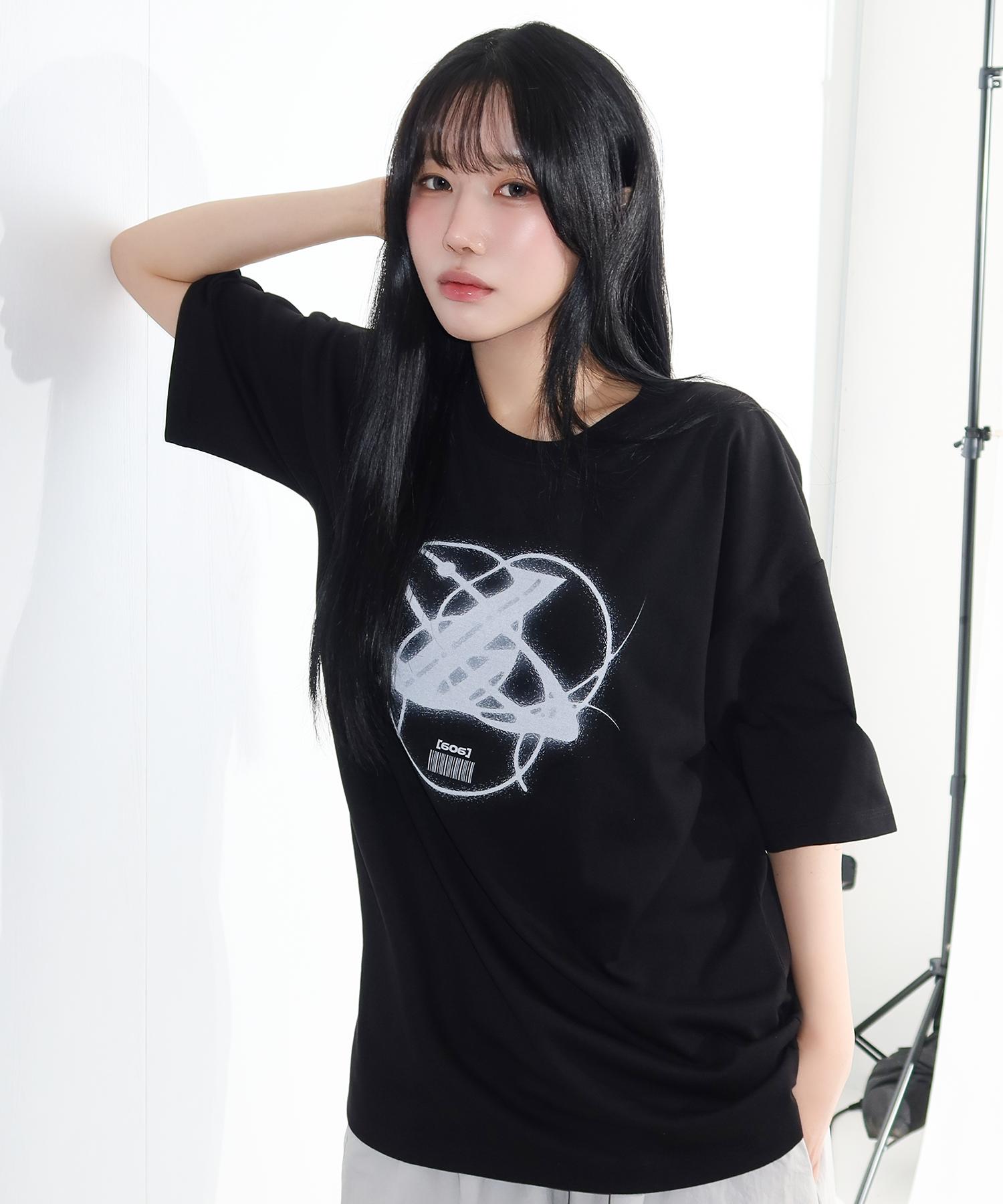 Just Haeng Oversized Nuclear Logo Black Short Sleeve M
