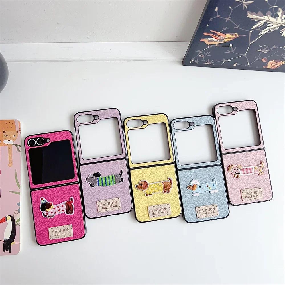 Cartoon Shockproof Leather Phone Case for Samsung for Galaxy Z Flip 6 5 4 3 Flip6 Flip5 Flip4 Flip3 5G Protective Cover