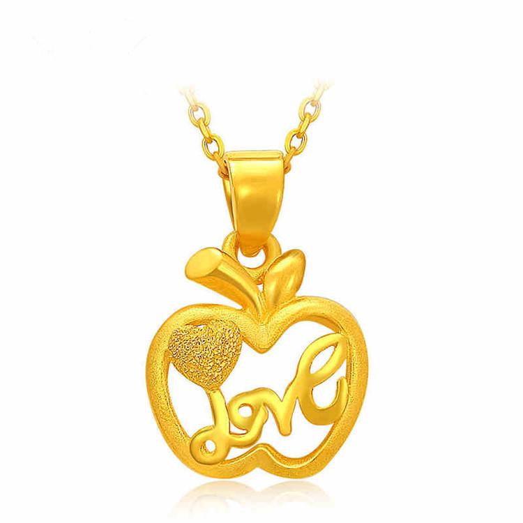 

18K Gold Plated Apple Heart Pendant Necklace - LOVE Design for Women