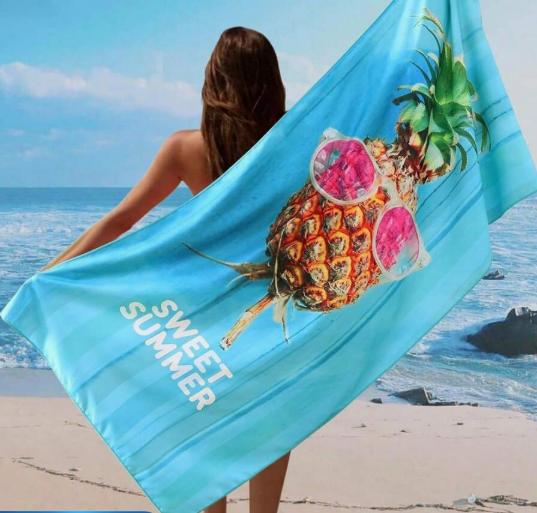 Summer Print Beach Towel, Soft Microfiber Quick Dry Absorbent Towel for Beach Pool Camping Travel Outdoor Activities