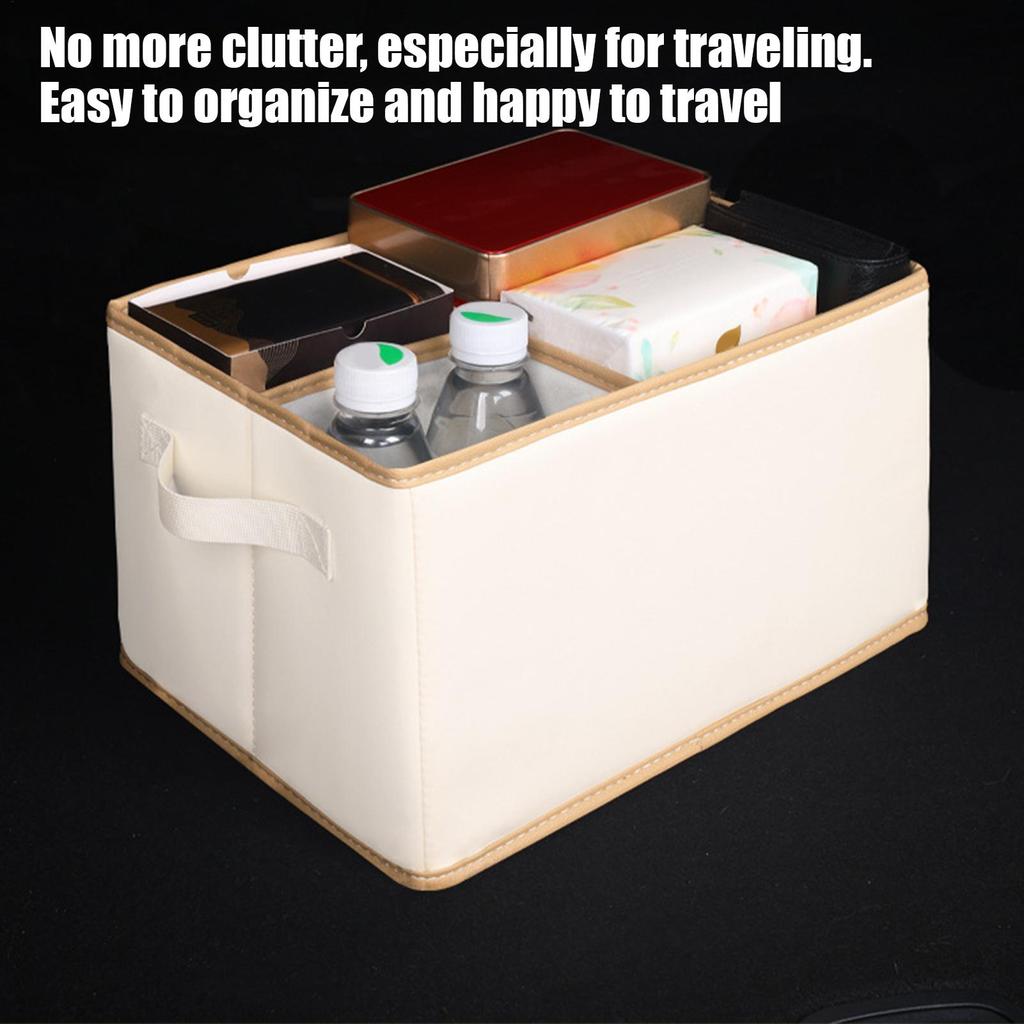 Trunk Box Multi Compartment Car Organizer Space-Saving Foldable Leather Bin No Lid Holder For Van Truck Driver Groceries Road
