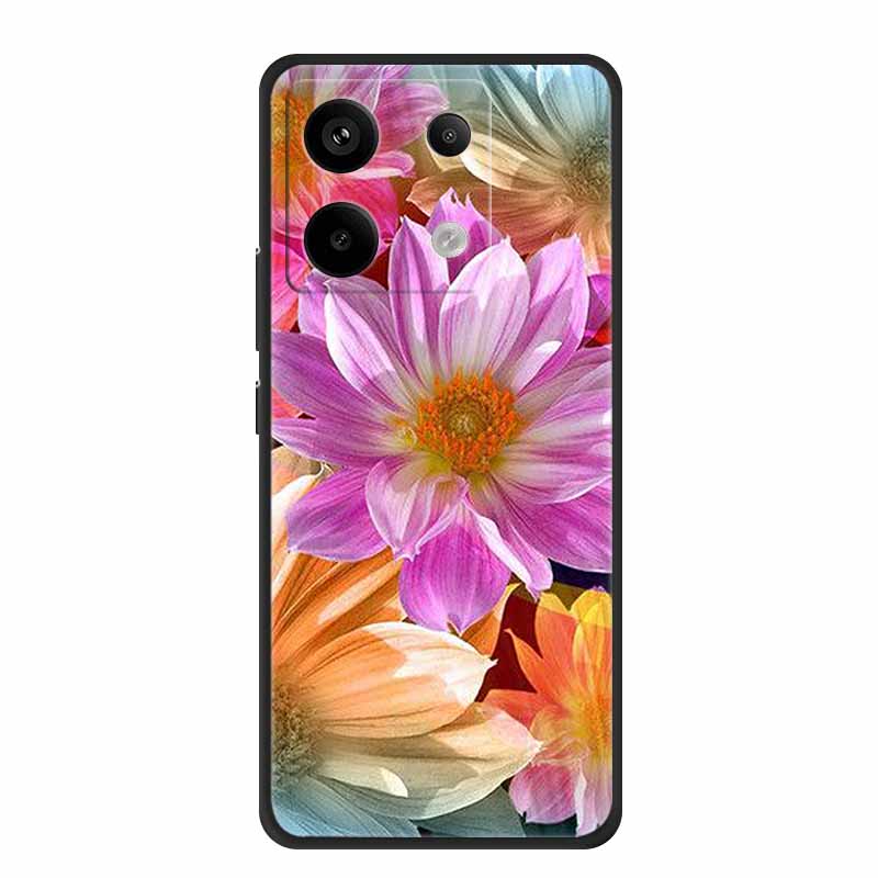 For Redmi Note 13 pro Case Pink Phone Case Fashion Silicone TPU Soft Back Cover Redmi Note 13 Pro Flower Capa 6.67" Cats Coque