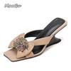 Fashion French Vacation Style High-heeled Slippers for Women Wearing Summer New Rhinestone Bow Wedge Sandals Sandalias De Mujer