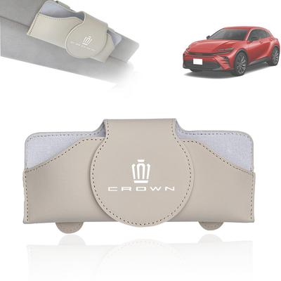 [HUDIY] Crown Sport/Crossover 35 Series Exclusive Logo Car Sunglasses Case, CROWN Exclusive Logo, PU Leather, Slim, Sun Visor, Magnetic Lid, Glasses C