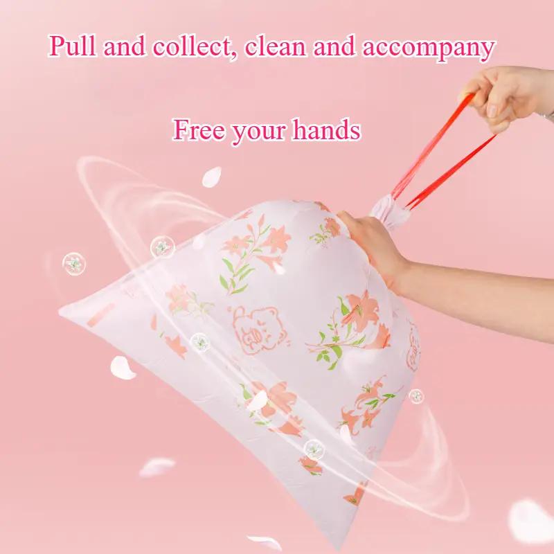 Lily Scented Garbage Bag Drawstring Thickened Extra Thick Unbreakable Scented Plastic Bag Household Portable Cleaning Bag