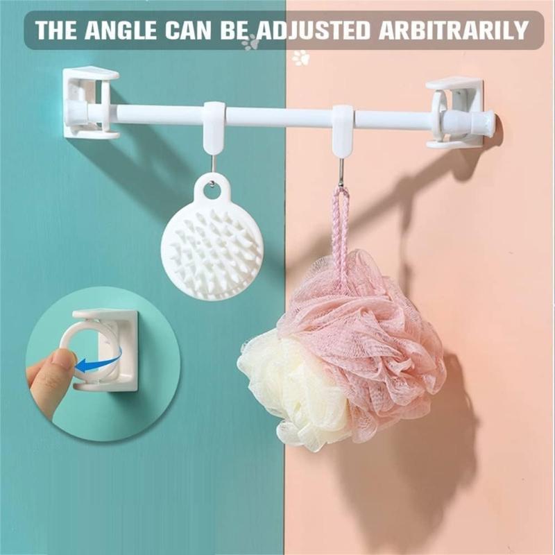 Pack Of 8 Rotatable Plastic Hooks For Hanging Towels Keys Clothes Curtain Rod Holder Space Saving Storage Rack