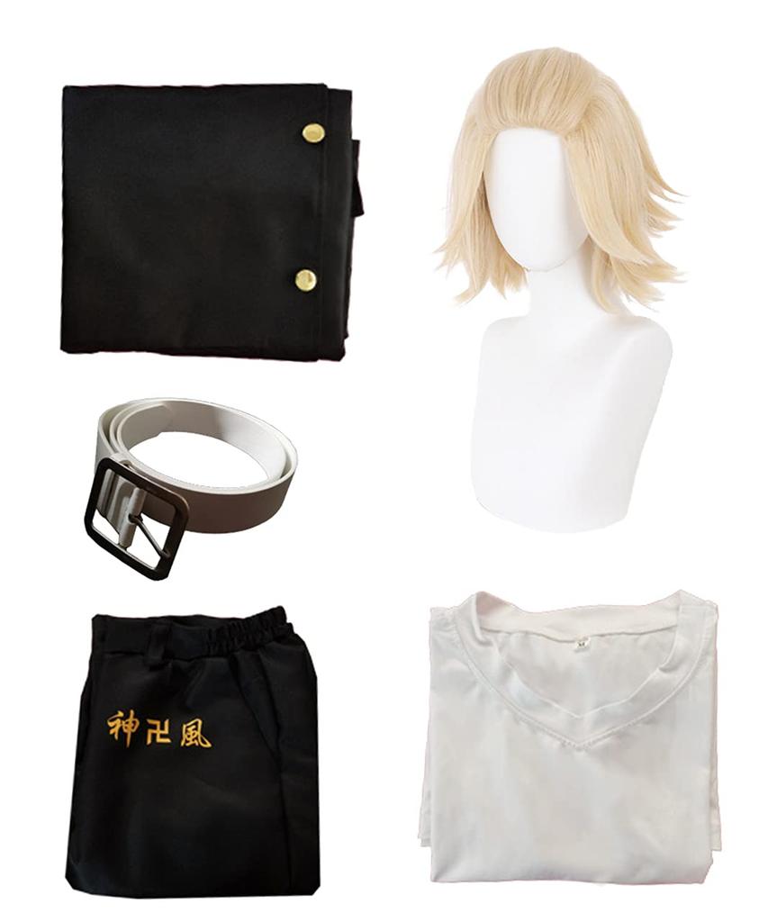 [Milky Time] Tokyo Revengers Mikey Cosplay 5-Piece Set, Uniform, Sano Manjiro, Leader, with Wig (L)