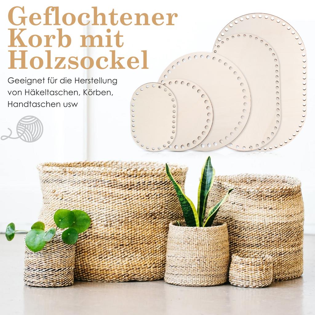 5pcs Solid Poplar Plywood Crochet Basket Base Unfinished Wooden Bottom for DIY Weaving Craft Projects Home Decor