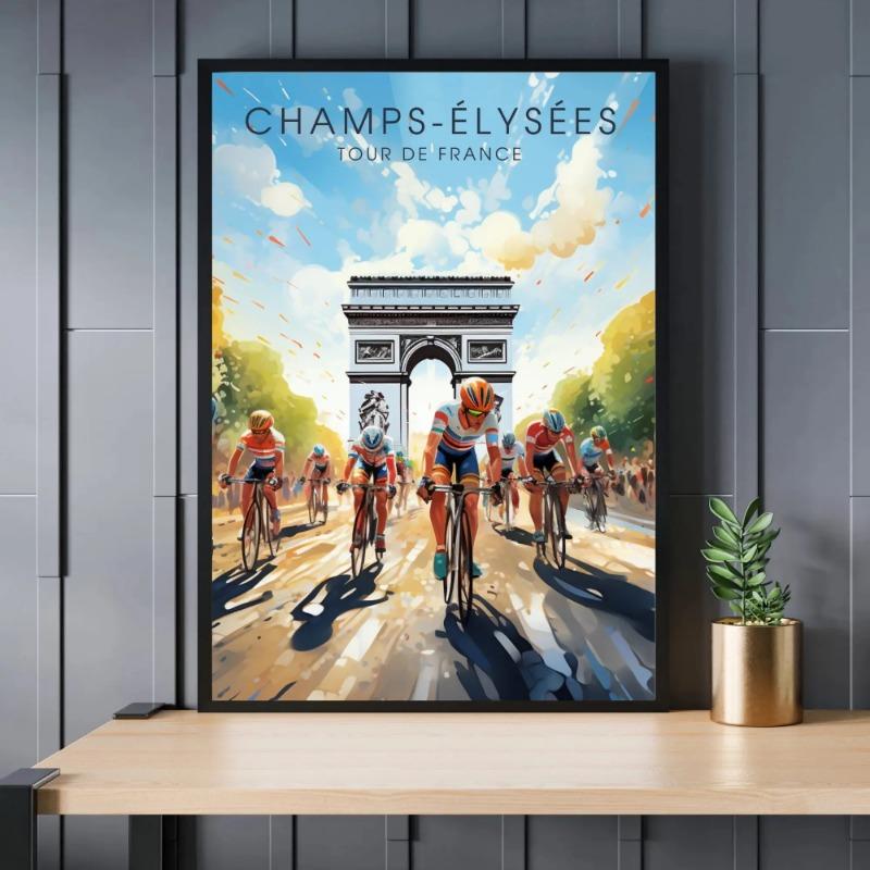 Bike and Cyclist Tour De France Poster Alpe D'Huez Circuit Landscape Prints Canvas Painting Wall Picture Living Room Home Decor