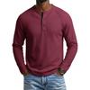 Men's Round Neck Long Sleeve Raglan T-Shirt with Button Placket for Casual Athletic Everyday Wear