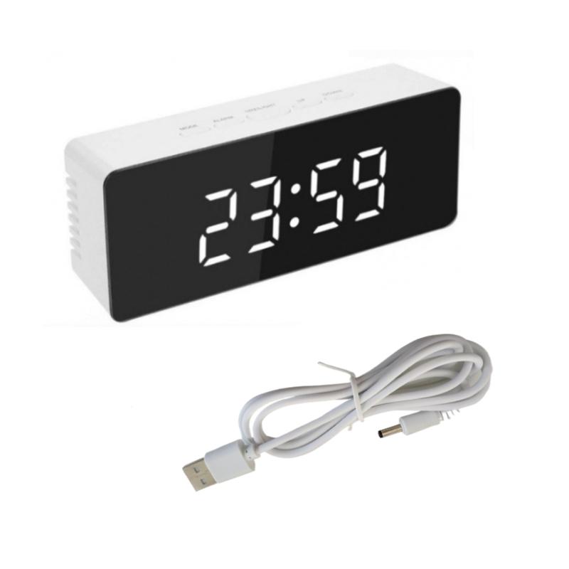 

LED Mirror Alarm Clock with Night Light USB/AAA Dual-Powered Digital Display Desktop Clock