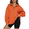 Women's Half-Zip Stand Collar Sweatshirt Oversized Loose Fit Casual Long Sleeve Pullover For Autumn Winter