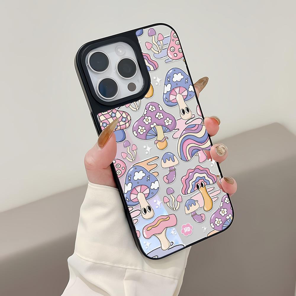 Mirror Phone Case for iPhone 15 11 13 14 for 15 16 Pro Max 12 13 16 Pro Cloud Flower and Animal Cute Style Phone Case
