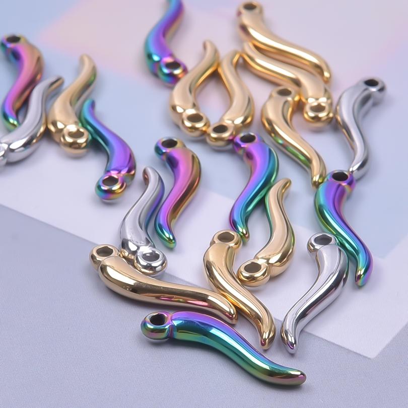 10pcs/Lot Vegetable Red Enamel Pepper Charm Stainless Steel Pendants For Jewelry Making Necklace Earrings Accessories DIY Charms