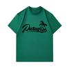 Men's 100% Cotton Crew Neck Short Sleeve T-Shirt, Casual Paradise Palm Tree Cursive Graphic Print Soft Breathable Summer Tee for Daily Outdoor Wear