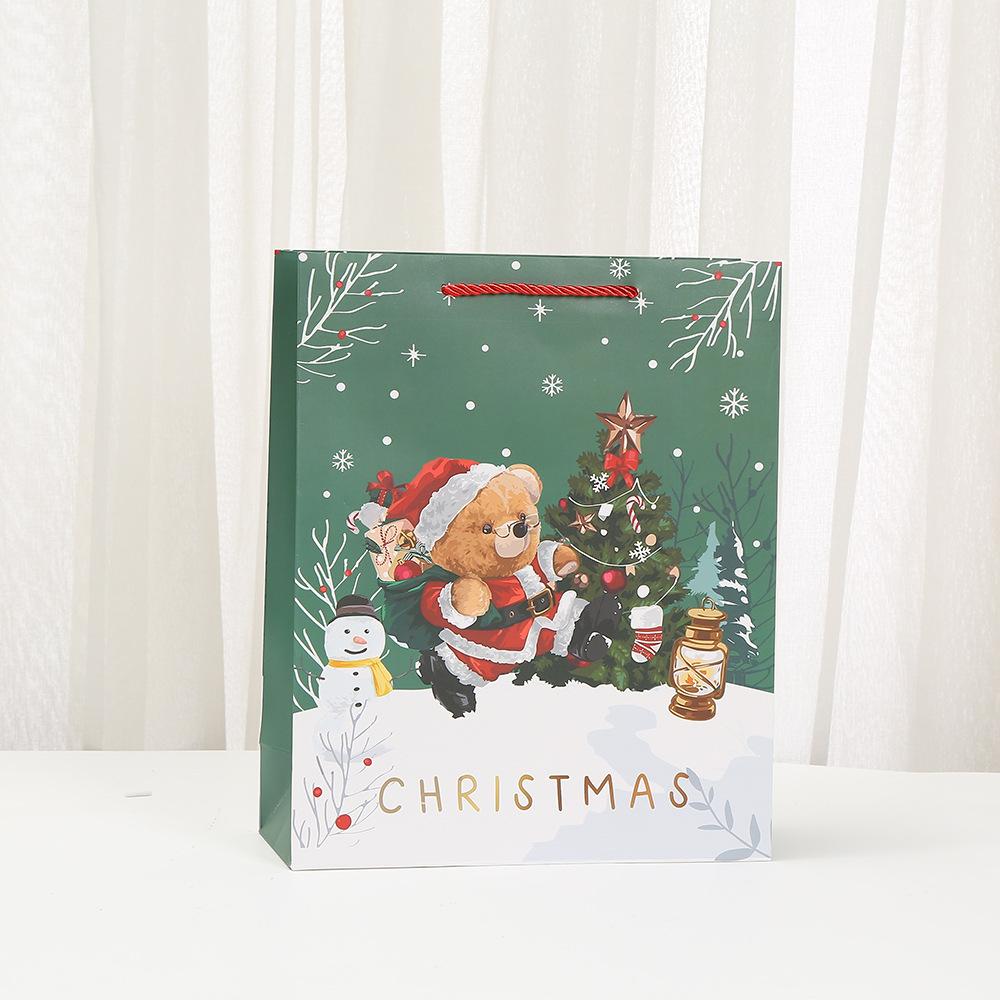 6/10 Stück StoBag Weihnachtliche Geschenktaschen Papiertragetaschen Teddy-Thema Wiederverwendbar für Urlaubsverpackung Partygeschenke Winterveranstaltungen