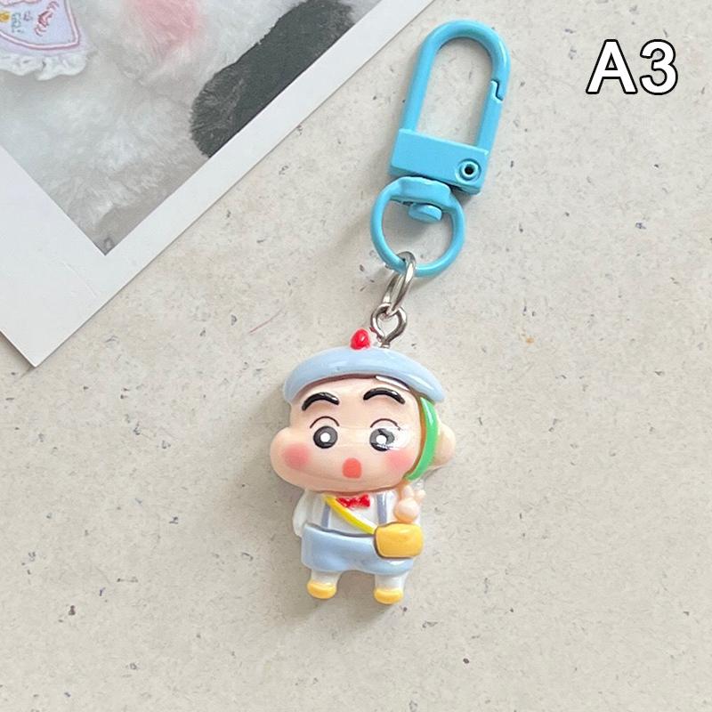 Crayon Shin-Chan Car Key Chain Cute Couple Schoolbag Ornaments Anime Cartoon Pendant Charm Keyring Figures Accessories Gift