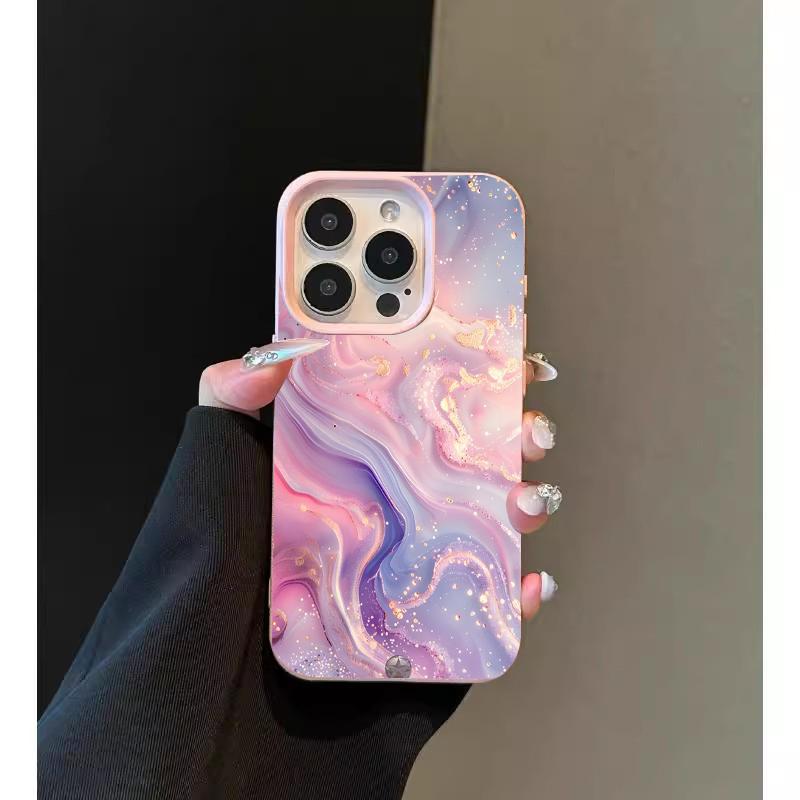 Fashion Luxury Pink Marble Silicone Phone Case For iPhone 13 14 15 16 11 12 17 Pro Max Shockproof Lichee Pattern TPU Soft Cover