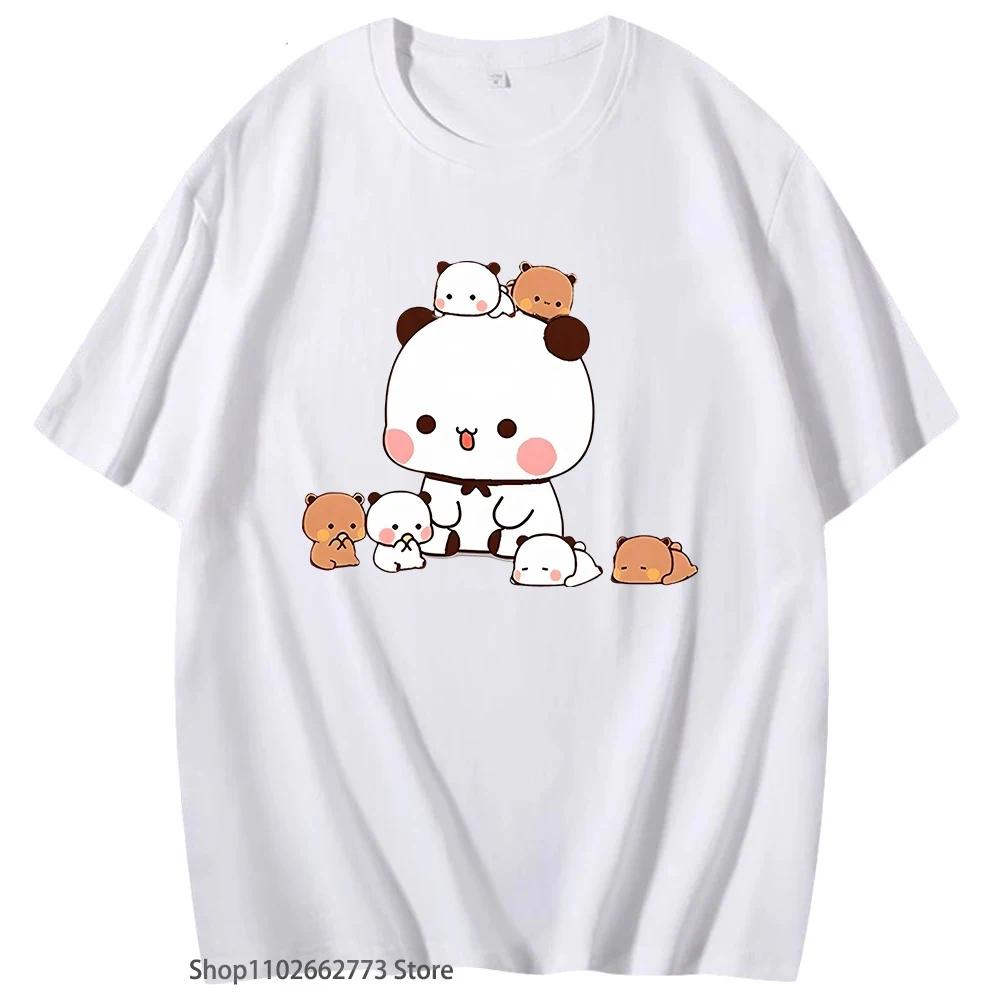 Anime Cartoon Panda Bear Bubu and Dudu T Shirt Kawaii Graphic Printed T Shirt Fashion Crew Neck Plus Size T Shirt Women