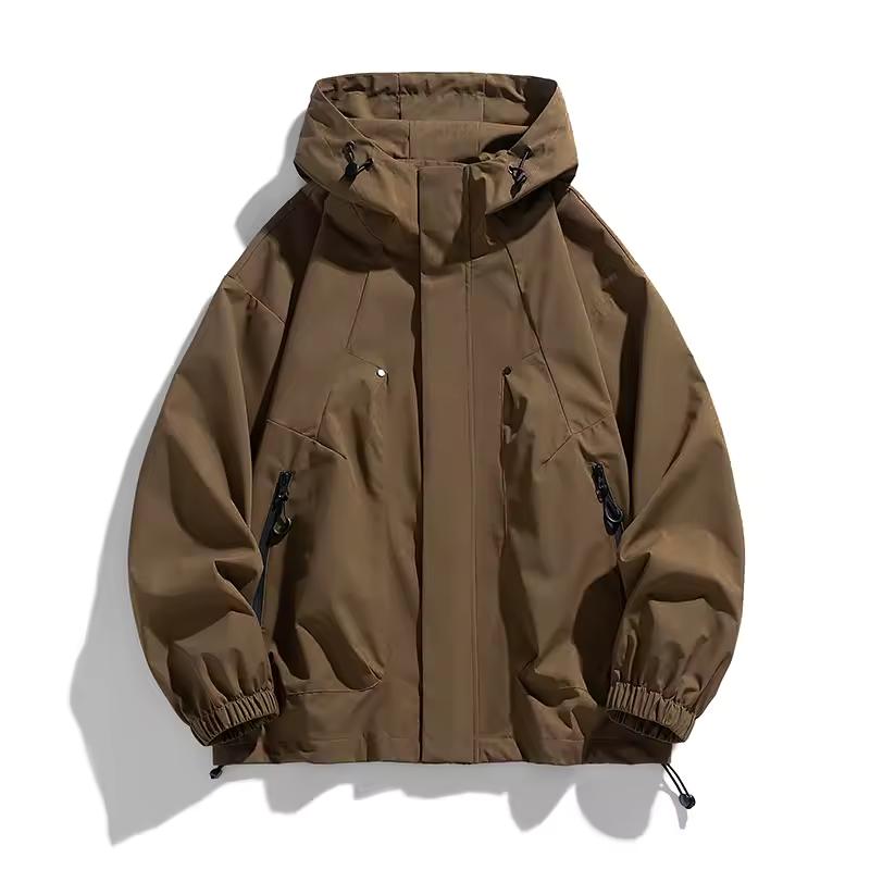 

Чоловіча куртка з капюшоном, вітровка, тренчі, оверсайз 6XL, 7XL, 8XL, великий розмір, водонепроникний чорний бомбер, кемпінг, вільний тонкий софтшелл 6XL дубильна кора