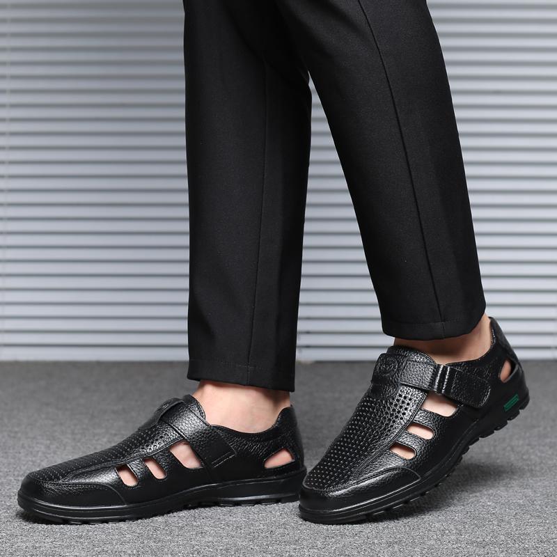 Fashion 38-46 Plus Size Business men's sandals Summer New Style Office dress party Black Brown adult Quality breathable leather shoes