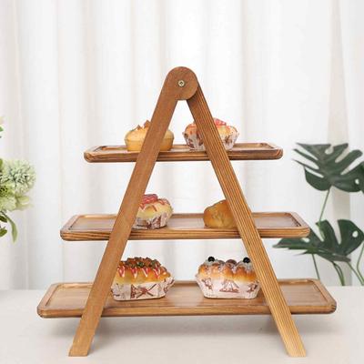 Yousheng Wood 3 Tier Serving Tray Cupcake Stand Easy Assembly Wooden Farmhouse Platter Lightweight Decorative Tray for Parties Home