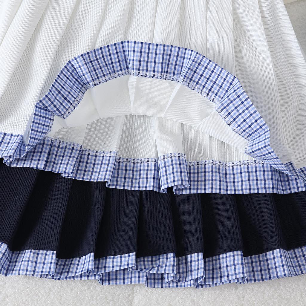 Girls' Dress Summer Dress Korean Princess Dress College Style Dress Children's Polo Collar Vest Dress
