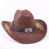 Popular European and American Classic Suede Western Cowboy Hat Men's and Women's Big Brim Embroidered Outdoor Sun Hat