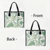 Elegant Green Leaf Print Tote Bag Large Daily Use Handbag for Women Casual Outdoor Travel Carry Shoulder Bag
